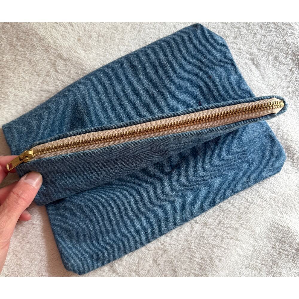 Taylor Provisions Denim Chambray Zippered Pouch Foldable Clutch